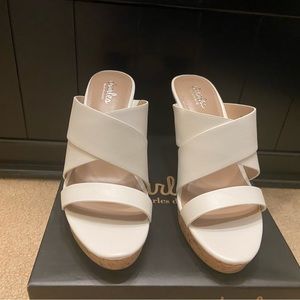 Charles by Charles David “Leslie” white platform cork sandal.Originally $69.95.l